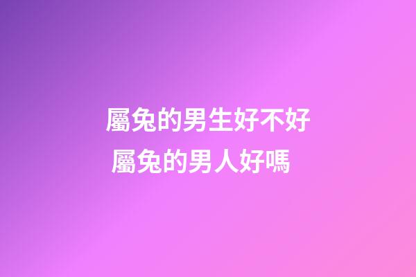 屬兔的男生好不好 屬兔的男人好嗎-第1張-觀點-玄機派